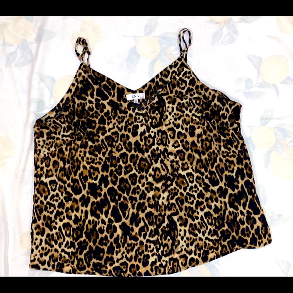 Plus Size Cheetah Print Dressy Sleeveless Tank